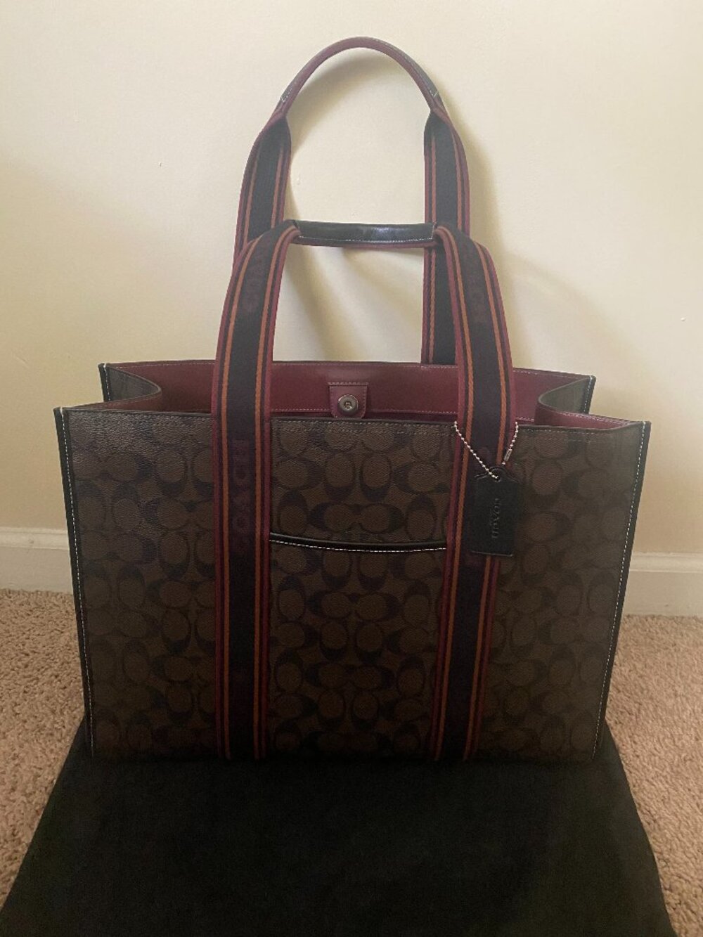 Coach Large Tote Brown Multi Pre-owned
